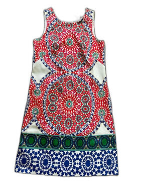London Times Red Green Blue colorful Medallion Shift Sz 2